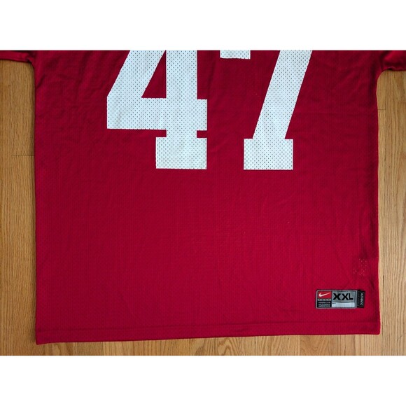 VTG Nike Ohio State Buckeyes Football Jersey Men’s #47 Red White XXL Aj Hawk NWT - Picture 2 of 11